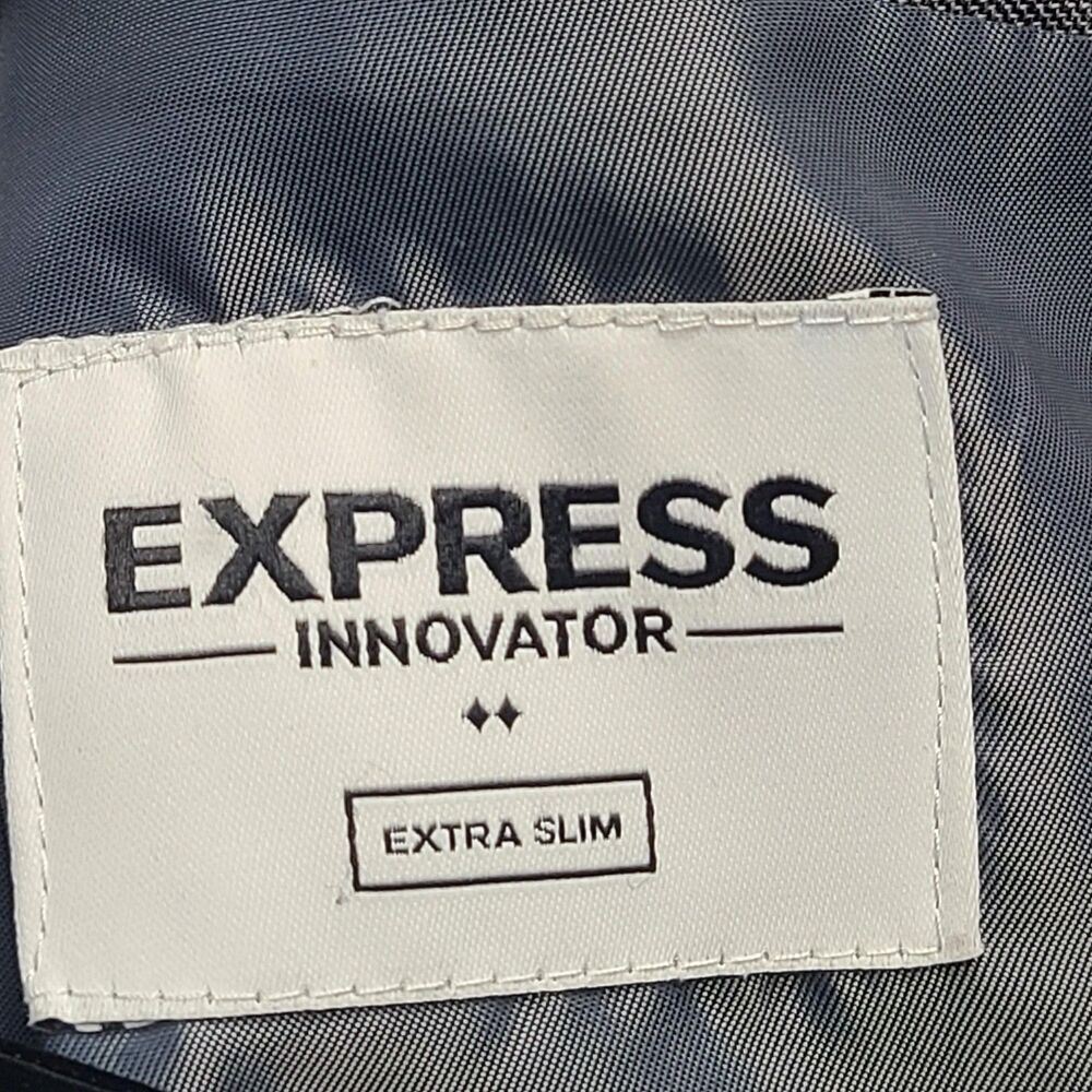 Express Innovator Blazer Mens 36 Regular Gray Extra Slim‎ Wool Blend Suit Jacket - Picture 5 of 9